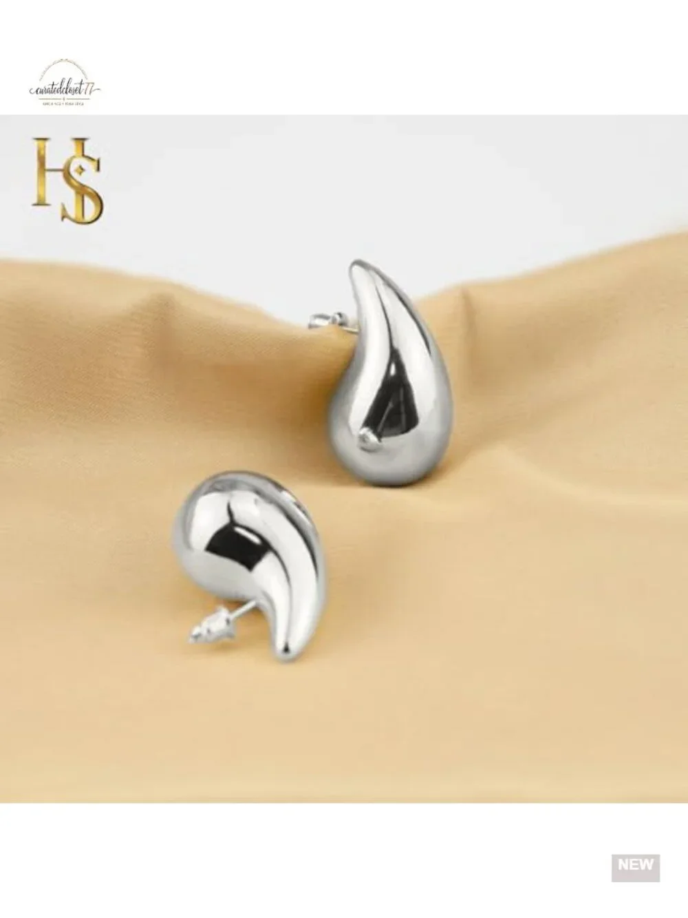 Chunky Gold Teardrop Drop Dangle Earrings Hypoallergenic Stainless Steel